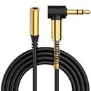 ULTRICS Headphone Extension Cable 2M, 3.5mm Mini Jack Auxiliary Audio Lead, Right Angle Male to Female AUX Earphone Extender Cord Compatible with Smartphone iPad Tablet MP3 Speaker Headset Car Stereo