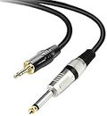 SeCro 6.35mm (1/4 inches) Male Mono Plug to 3.5mm Male Stereo Audio Jack Cable Laptop -9.8FT [3 Meters] Black