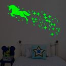 Luminous Unicorn Wall Stickers Kids Glow In The Dark Room Decor Decal Bedroom UK