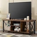 GAZHOME TV Stand for TV up to 55 Inches, TV Cabinet with Open Storage, TV Console Unit with Shelving for Living Room, Entertainment Room, Rustic Brown