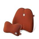 GiGi G-1077/1078 100% Pure Memory Foam and Ergonomic Design Car Seat Neck Rest Cushion and Back Rest Cushion Head Rest Pillow for Car (Brown)