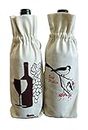 Arka Home Products Wine Bottle Gift Bags (Set of 2) 100% Cotton Canvas Eco-friendly, Off-white