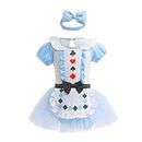 Lito Angels Baby Girls Alice in Wonderland Fancy Dress Up Costume Infant Onesie Bodysuit Romper Birthday Outfits with Headband Age 6- Months