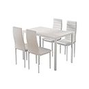 Artiss Dining Table and Chair Set of 5 White Tables Chairs Setting Desk Nursing Reading Seating Home Living Room Bedroom Kitchen Cafe Outdoor Indoor Furniture,MDF Tabletop + 4X 45cm Height Seat