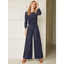 J.McLaughlin Women's Amal Linen Blend Pants Navy, Size 6 | Cotton/Linen