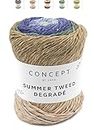 Katia Wool Summer Yarn Cotton Colour Gradient for Crochet Knitting DIY | Katia Summer Tweed Degradé | Multicoloured Cotton Yarn Needle Size 4-4.5 mm | 100 g ~ 185 m (102 Azules Verde ocre)