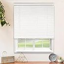 CHICOLOGY Horizontal Venetian Slat Window Shade Cordless 1-Inch Mini Blinds, 42" W X 72" H, White (Commercial Grade)