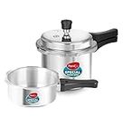 Pigeon by Stovekraft 12708 Aluminium Pressure Cooker Combo, Outer Lid, Without Induction Base (2 litre and 3 litre, Silver)