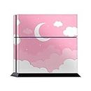 ZOOMHITSKINS PS4 Skin, Compatible for Playstation 4, Pink Moon Stars Cloud White Pastel Sky Anime Kawaii Cute, 1 PS4 Console Skin, Durable & Fit, Easy to Install, 3M Vinyl Decal, Made in The USA