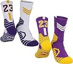 BIRCUS 2 Pack Elite Basketball Socks Team Number Socks Compression Unisex Cotton Athletic Socks Fans Gift (23,F)