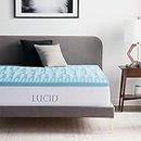 LUCID 2 Inch Gel Memory Foam Plush - Cooling Targeted Convoluted Comfort Zones Mattress Topper - Queen