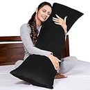 MY ARMOR Microfibre Full Body Long Sleeping Pillow for Pregnancy, 53"x16" Inches, Side Sleeping, Hugging, Cuddling, Relaxing, Washable, Premium Velvet Outer Cover with Zip (Black)