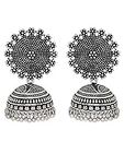 Royal Bling Bollywood Jewellery Traditional Ethnic Oxidized Silver Tone Party Wear Bridal Bride Wedding Bridesmaid Indian Jhumka Jhumki Earrings Jewelry for Women