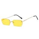 AUGEN By Visions India Retro Vintage Rimless Square Abstract Unisex Sunglasses UV400 Protected Small Size (C6, 164)