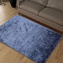 Polyester Blend Shardha Home Premium Rectangular Shape Carpets For Living Room/Rugs For Living Room, Fluffy And Soft Shaggy Carpet Floor Mat (16X24 Inch, Blue)
