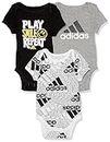 adidas Baby Boys 3pk Essential Short Sleeve Bodyshirt Set Sweatsuit, Black/White/Grey, 3M US