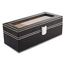Anything & Everything Wood Watch Box - Black - Holds 04 Watches - Transparent
