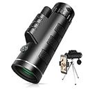 Audavibe Monocular 40X60HD Zoom Magnification Telescope + Mobile Phone Mount + Tripod for Adults and Children. High Power, Bi-Focal, FMC Coating and BAK4 Prism Optical Lens Gadget. Moon, Bird Watching/ Wildlife Hunting/ Stargazing/ Outdoor Camping Hiking/ Live Concert.