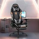 Dr Luxur Leeroy Grey Gaming Chair For Gaming, Home Office & Study- For Work From Home With Lumbar Support, 4D Armrest, & 180 Degree Recline, & Multi Locking Position (Overpower) - Polyurethane