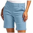 Women's 9'' Golf Shorts with Pockets Lightweight Quick Dry Bermuda Long Shorts for Women High Waist Summer Hiking Walking Warehouse Deals Today Blue