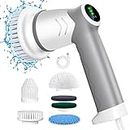 Electric Spin Scrubber,power scrubber with 2 speed and Smart led Display,Handhold cleaning brush for shower floor and cars,5 Replace Brush Heads for kitchen,Wall,Tile dishes