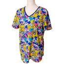 Disney Tops | Disney Mickey Mouse Scrub Star Scrub Top Donald Duck Goofy Daisy Size Med | Color: Blue/Yellow | Size: M