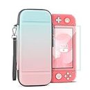 TNP Carrying Case for Nintendo Switch, Pink Blue - Kawaii Cute Portable Travel Case, Protective Storage Carry Bag for Girls with Screen Protector, 10 Game Cartridge Holder