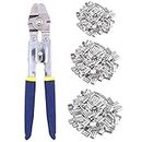 TooTaci Wire Rope Cable Crimping Tool Wire Rope Swager Crimper Fishing Crimping Tool with 200 PCS Aluminum Double Barrel Ferrule Crimping Loop Sleeves