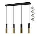 VONCI Industrial 4-Light Black and Brass Pendant Light Fixture Modern Cylinder Hanging Ceiling Lamp for Kitchen Island Dining Room Living Room Restaurant Bar Hallway (4 Bulbs Included, 1 Pack)