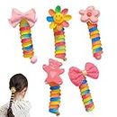 Colorful Telephone Wire Hair Bands,waterproof High Elastic Rubber Headwear Coil,spiral Hair Ties,flower Braided Telephone Wire Hair Bands,telephone Wire Hair Bands for Kids and Girls