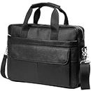 Leather Briefcase Laptop Bag Messenger Shoulder Work Bag Crossbody Handbag for Business Travelling Christmas for Men (CFC-Black)