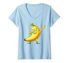 Womens バナナをたたく男性かわいいバナナの衣装面白いバナナ V-Neck T-Shirt