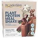 WonderSlim Plant Based Meal Replacement Shake, Variety Pack, 15g Protein, Keto Friendly & Low Carb, 1g Sugar or Less, No Gluten, Soy, or Dairy (7ct)