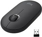 Logitech Pebble M350 Wireless Mouse with Bluetooth or USB - Silent, Slim Computer Mouse with Quiet Click for Laptop, Notebook, PC and Mac - Graphite (Renewed)