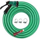 Cinagro 20 Meter Heavy Duty 3 Layered Braided PVC Garden Hose Pipe with 8 Mode Spray Gun, Tap Adapter & 3 Clamps, Water Pipe for Garden, Car Washing, Garden Pipe for Home (65.6 feet, 1/2 inch, Green)