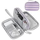 FYY Electronic Organizer, Travel Cable Organizer Bag Pouch Electronic Accessories Carry Case Portable Waterproof Double Layers All-in-One Storage Bag for Cable, Cord, Charger, Phone,Stripe Purple