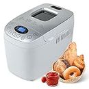 Patioer 3.5LB Bread Maker Machine 15-in-1 Automatic Bread Machine with Dual Kneading Paddles Breadmaker with Touch Panel&LCD Display,Gluten Free Setting,3 Loaf Sizes 3 Crust Colors,15 Hours Delay Timer,Nonstick Baking Pan,White