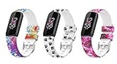 Compatible Silicone Floral Painted Sports Bands Replacement for Fitbit Luxe, Luxe Special Edition Fitness Tracker