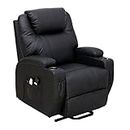 Dream Plus Bonded PU Leather Electric Rise and Recline Mobility Recliner Arm Chair (Black) (23st/150KG Max User Weight) 48Hr DELIVERY
