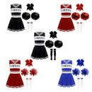 DE Kinder Mädchen Cheerleading Set Rollenspiel Cheer Leader Fancy Kleid Leistung