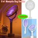 5 In1 Electronic Fly Swatter Mosquito Bug Insect Kill Zapper Racket USB Recharge