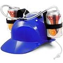 Novelty Place Drinking Helmet - Casquillo ajustable para titular de la lata Bebedero Sombrero - Paja para refresco de cerveza - Fiesta Diversión Gadgets de bebidas (Azul)