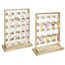 Ikee Design Free Assemble 2 Pcs Set Wooden Jewelry Display Rack with 20 Removable Metal Hooks/Each, Earring Card Display Holder Stand for Necklaces,Bracelet, Keychain Display Stand, Oak Color