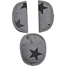 Dooky Universal Pads Grey Stars Cubre cinturón y cojines de cinturón para el portabebés y asiento de coche (para cinturones de 3 y 5 puntos, edad 0+, para la mayoría de las marcas), Gris