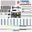BOJACK 37 Values 480 Pcs Electronics Component Fun Kit with Power Supply Module, Jumper Wire,Precision Potentiometer,830 tie-Points Breadboard Compatible with STM32,Raspberry Pi,Arduino