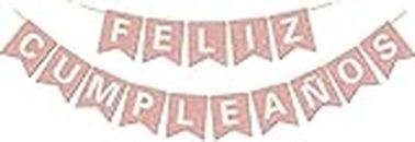 Vorgespanntes Feliz CumpleañOs-Banner – KEIN DIY – mit glänzenden Buchstaben, Glitzer-Feliz CumpleañOs-Banner für roségoldene Geburtstagsparty-Dekorationen und Zubehör
