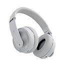 SALTGEARS Rockster Bluetooth Wireless Over Ear Headphones with Mic, 40mm Dual Handle 4D Shocking bass Drivers, AUX Connectivity, 25Hrs* Playback time, ENC, Bluetooth 5.1, and 300mah Battery (White)