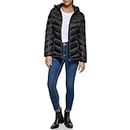 Calvin Klein Women's Light-Weight Hooded Puffer Jacket, Ebony, Large