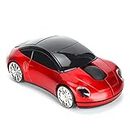 2.4GHz Wireless Car Mouse, 3D Sport Car Shape Ergonomic Optical Mice with USB Receiver, 1600 DPI Computer Mouse with LED Light for PC Laptop Computer Kids Girls Small Hands (Red)