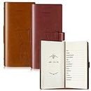 Gueevin 2 Pcs Wine Passport Journal Pu Leather Wine Tasting Book Pocket Sized Wine Tasting Journal Beer Wine Log Book with Templated Pages Gifts for Men Women Sommelier, Brown, 8 x 3.7 Inches